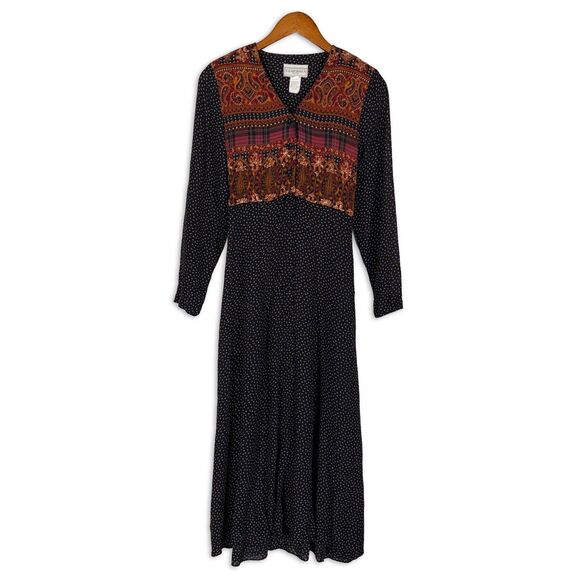 Vintage Dresses & Skirts - Vintage 90s Maxi Dress Size 4 Boho Paisley Floral Grunge E.D. Michaels Petite
